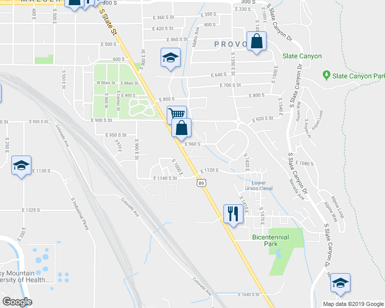 map of restaurants, bars, coffee shops, grocery stores, and more near in Provo
