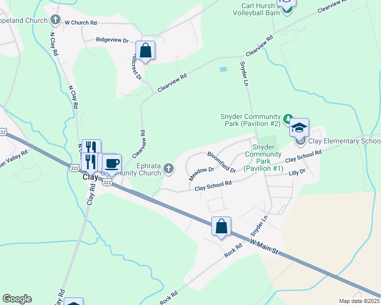 map of restaurants, bars, coffee shops, grocery stores, and more near 31 Bloomfield Drive in Ephrata