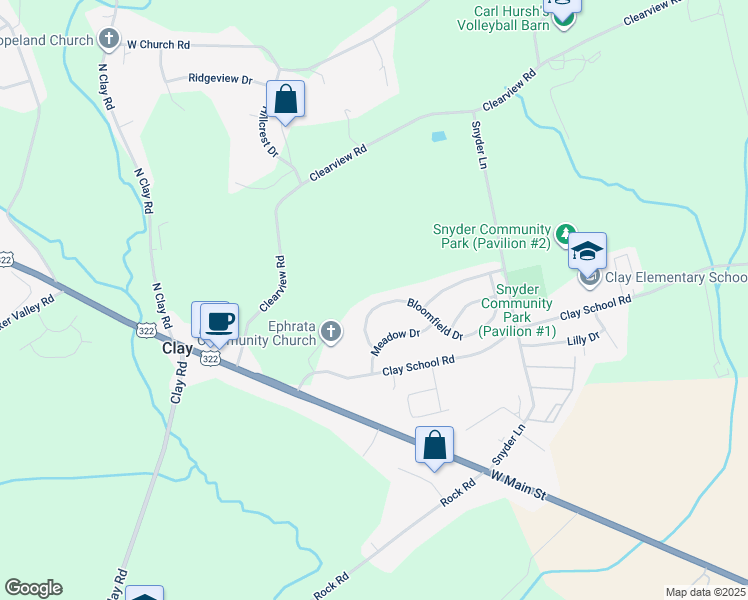 map of restaurants, bars, coffee shops, grocery stores, and more near 31 Bloomfield Drive in Ephrata
