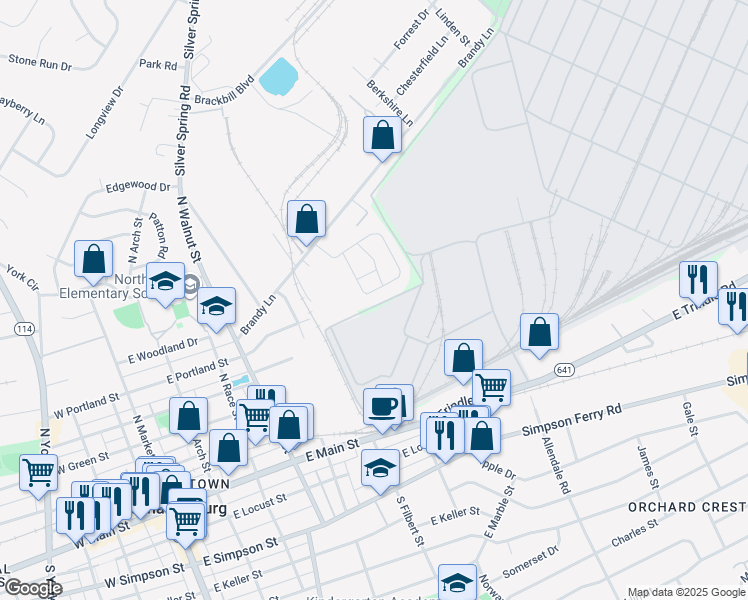 map of restaurants, bars, coffee shops, grocery stores, and more near 1031 Admiral's Quay Drive in Mechanicsburg