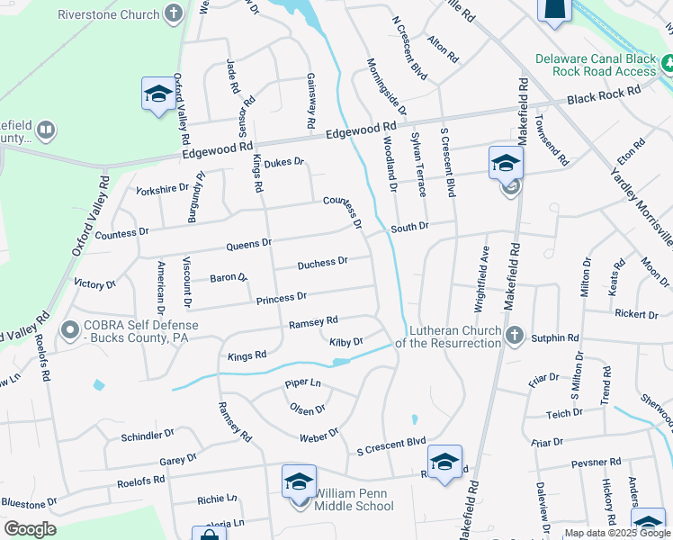 map of restaurants, bars, coffee shops, grocery stores, and more near 841 Duchess Drive in Yardley