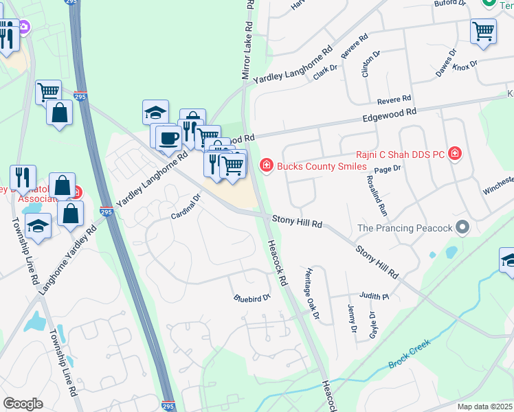 map of restaurants, bars, coffee shops, grocery stores, and more near 608 Heacock Road in Morrisville