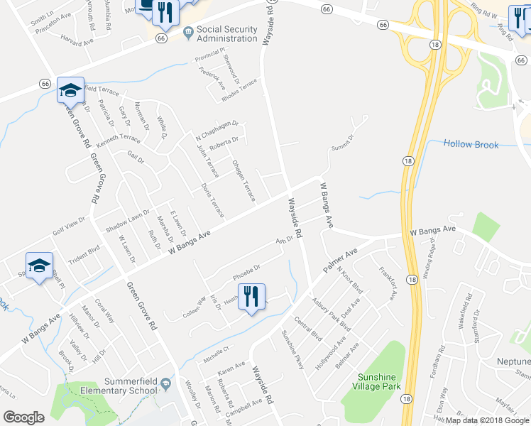 map of restaurants, bars, coffee shops, grocery stores, and more near 700 Ohagen Terrace in Neptune City
