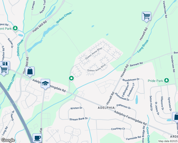 map of restaurants, bars, coffee shops, grocery stores, and more near 21 Linton Close in Freehold Township