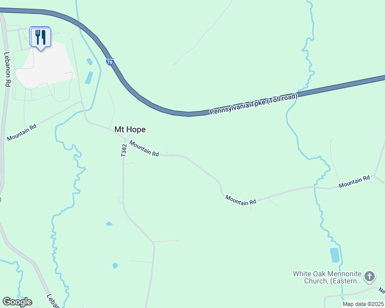 map of restaurants, bars, coffee shops, grocery stores, and more near 2250 Mountain Road in Manheim
