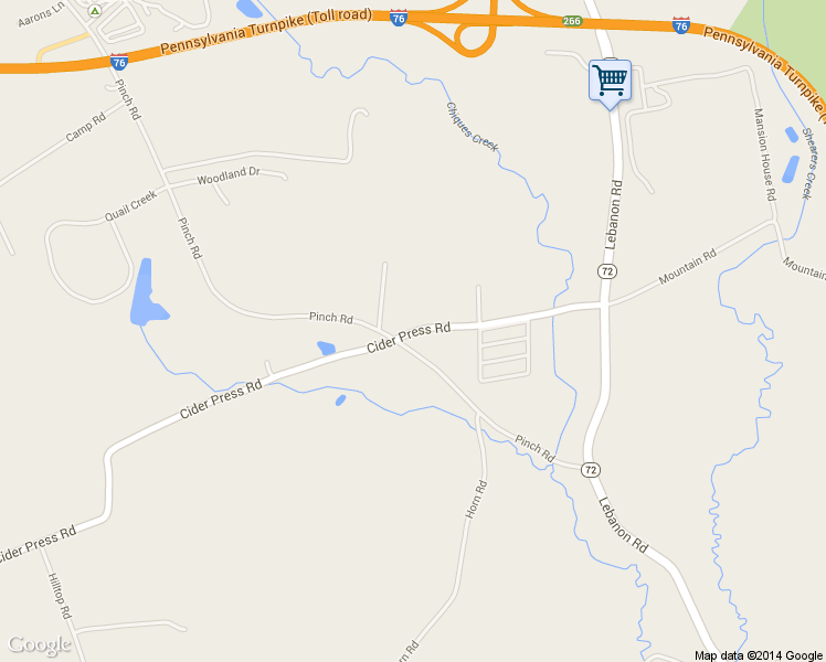 map of restaurants, bars, coffee shops, grocery stores, and more near 252 Cider Press Road in Manheim