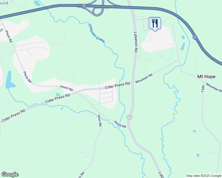 map of restaurants, bars, coffee shops, grocery stores, and more near 1 Hemlock Acres Court in Manheim