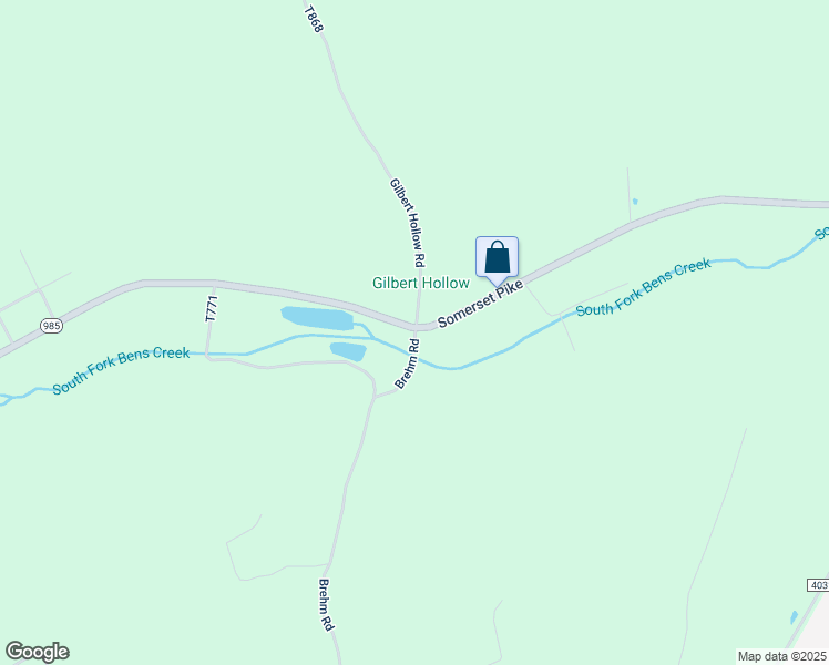 map of restaurants, bars, coffee shops, grocery stores, and more near 115 Brehm Road in Hollsopple