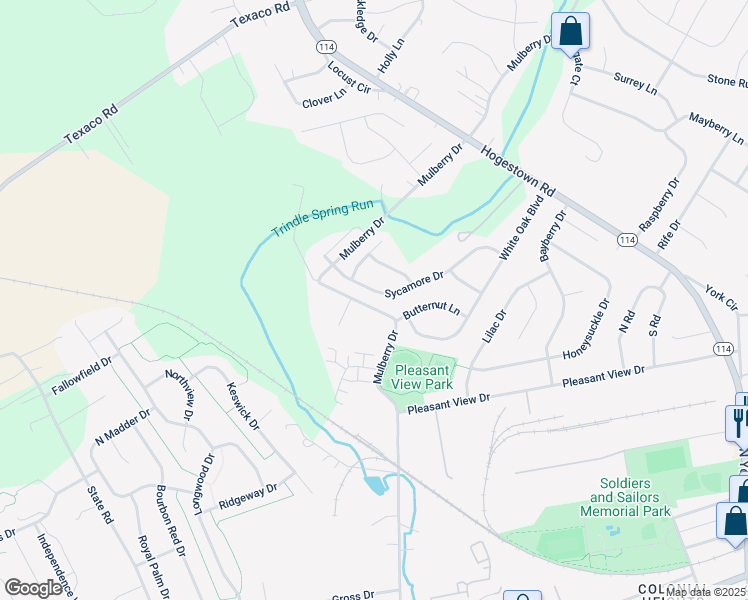 map of restaurants, bars, coffee shops, grocery stores, and more near 37 Sycamore Drive in Mechanicsburg