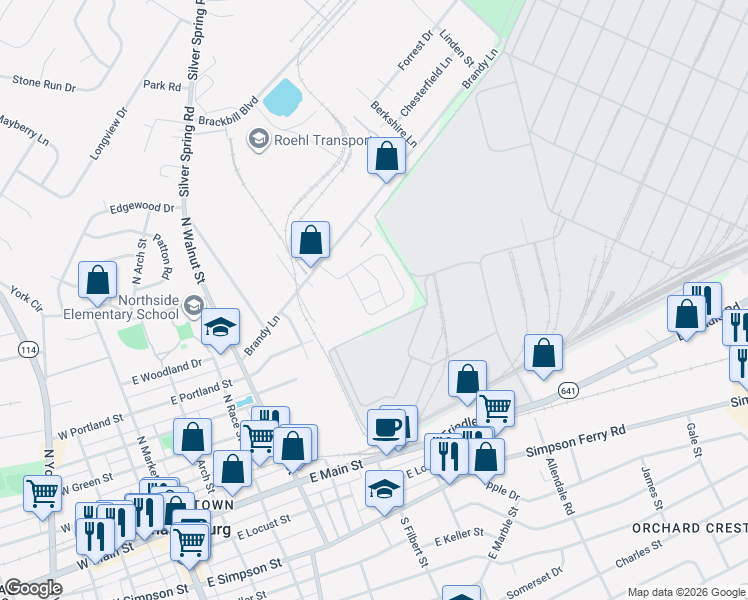 map of restaurants, bars, coffee shops, grocery stores, and more near 1035 Admiral's Quay Drive in Mechanicsburg