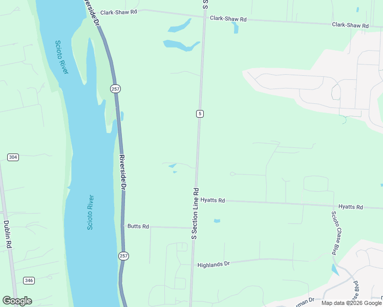 map of restaurants, bars, coffee shops, grocery stores, and more near 6016-6204 South Section Line Road in Delaware