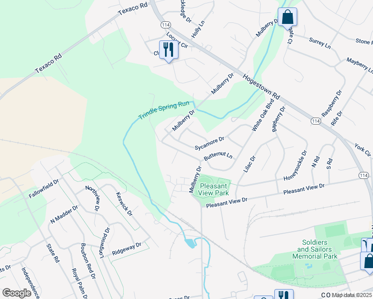 map of restaurants, bars, coffee shops, grocery stores, and more near 37 Sycamore Dr in Mechanicsburg