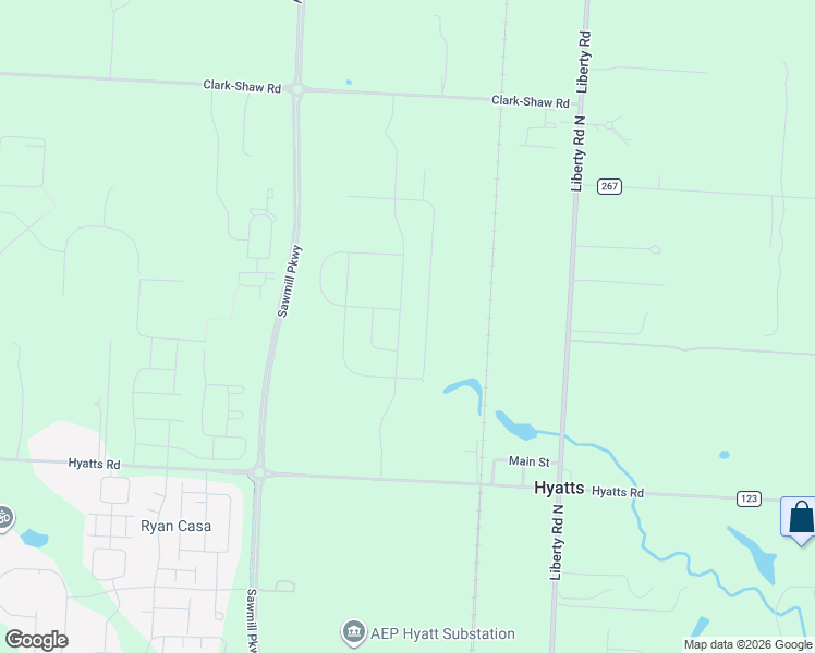 map of restaurants, bars, coffee shops, grocery stores, and more near 2808 Hyatts Road in Powell