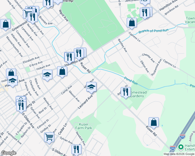 map of restaurants, bars, coffee shops, grocery stores, and more near 20 June Avenue in Hamilton Township