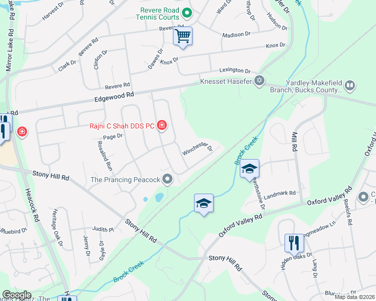 map of restaurants, bars, coffee shops, grocery stores, and more near 519 Winchester Drive in Morrisville