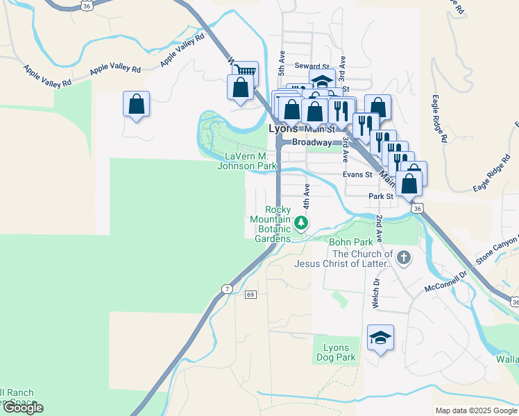 map of restaurants, bars, coffee shops, grocery stores, and more near 204 Ewald Avenue in Lyons