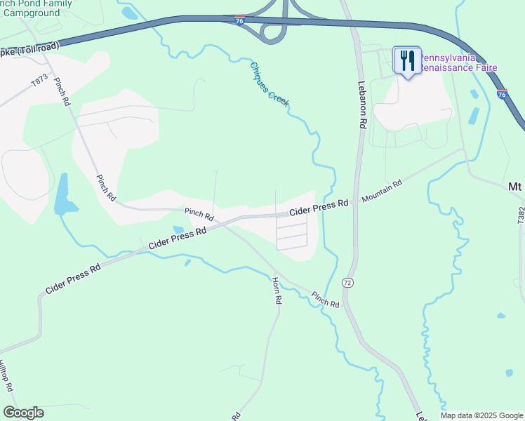 map of restaurants, bars, coffee shops, grocery stores, and more near 252 Cider Press Road in Manheim