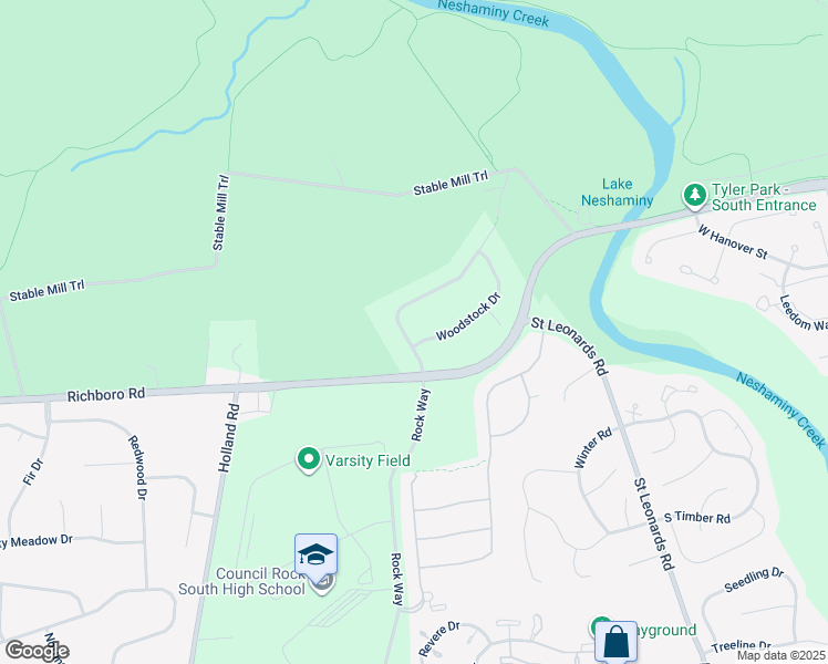 map of restaurants, bars, coffee shops, grocery stores, and more near 32 Spring Garden Mill Drive in Newtown