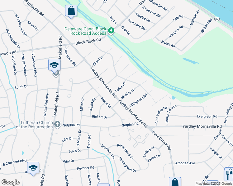 map of restaurants, bars, coffee shops, grocery stores, and more near 1608 Yardley Morrisville Road in Morrisville