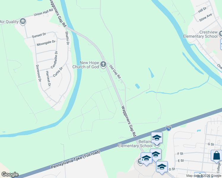 map of restaurants, bars, coffee shops, grocery stores, and more near 1040-1172 Waggoners Gap Rd in Carlisle