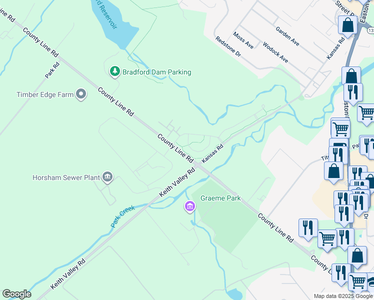 map of restaurants, bars, coffee shops, grocery stores, and more near 709 Wisteria Drive in Warrington