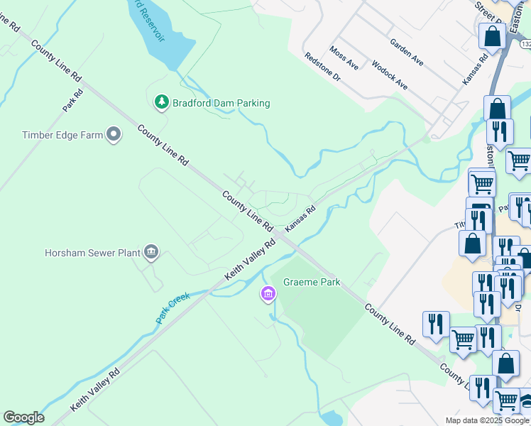 map of restaurants, bars, coffee shops, grocery stores, and more near 709 Wisteria Drive in Warrington