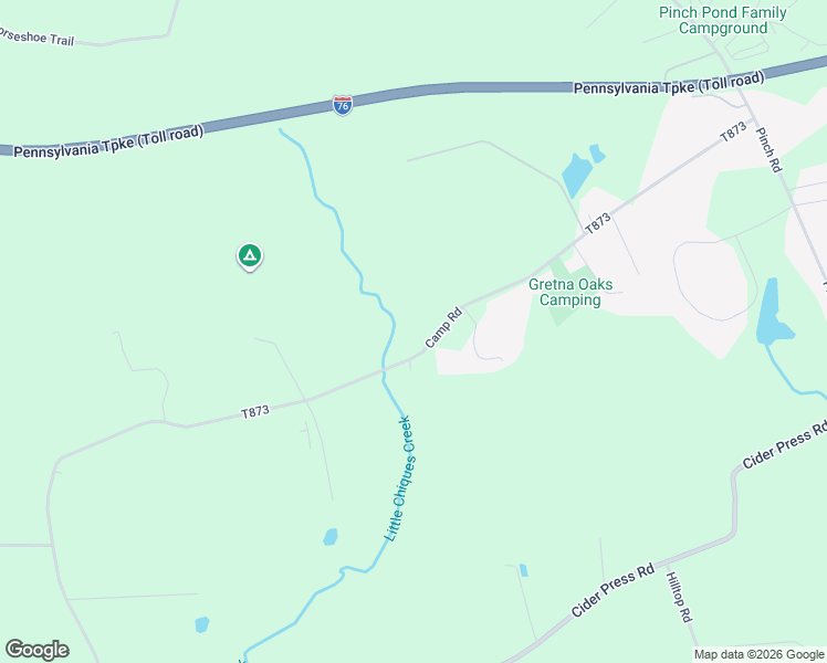 map of restaurants, bars, coffee shops, grocery stores, and more near 2462 Camp Road in Manheim