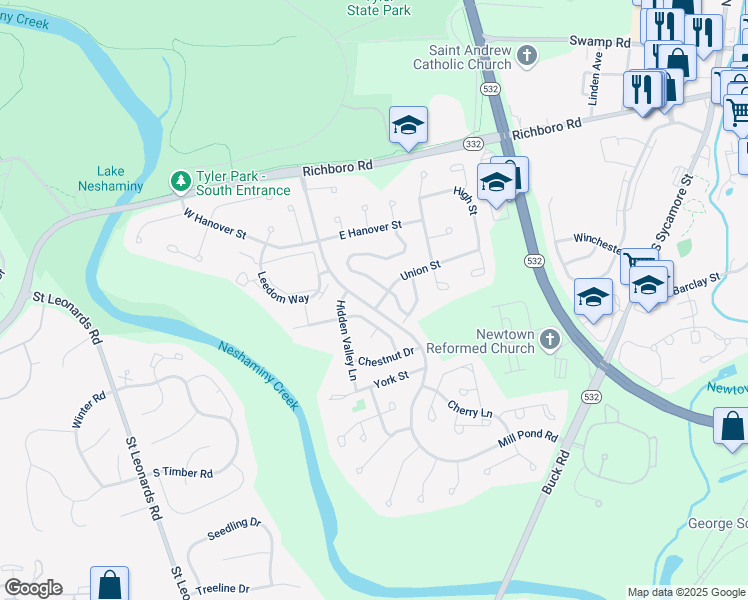 map of restaurants, bars, coffee shops, grocery stores, and more near 10 Union Street in Newtown