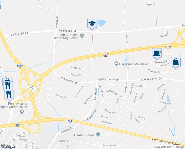map of restaurants, bars, coffee shops, grocery stores, and more near 1003 Lumber Street in Middletown