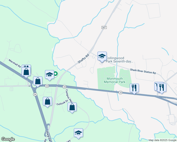 map of restaurants, bars, coffee shops, grocery stores, and more near 37 Abbey Lane in Monmouth County
