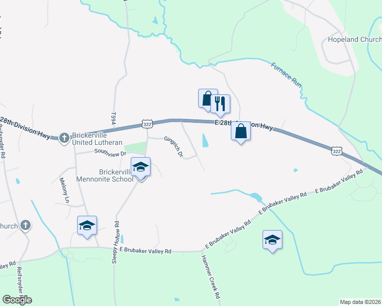 map of restaurants, bars, coffee shops, grocery stores, and more near 107 Esbenshade Drive in Lititz