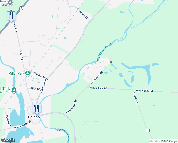 map of restaurants, bars, coffee shops, grocery stores, and more near 433 Melimare Drive in Galena