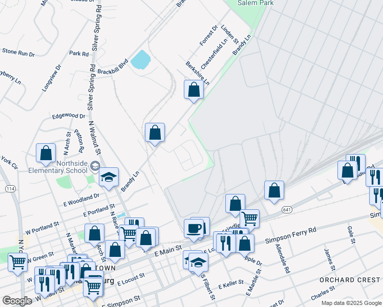 map of restaurants, bars, coffee shops, grocery stores, and more near 1031 Admiral's Quay Drive in Mechanicsburg