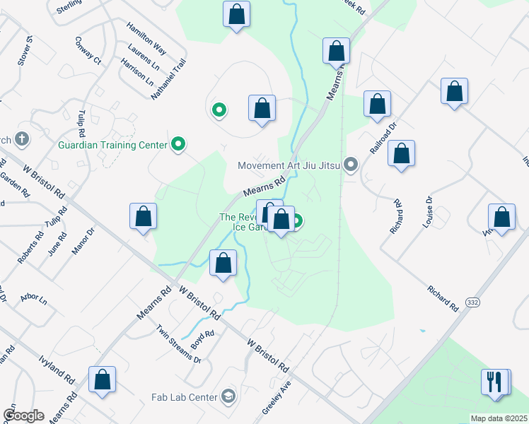 map of restaurants, bars, coffee shops, grocery stores, and more near 409 Camars Drive in Warminster