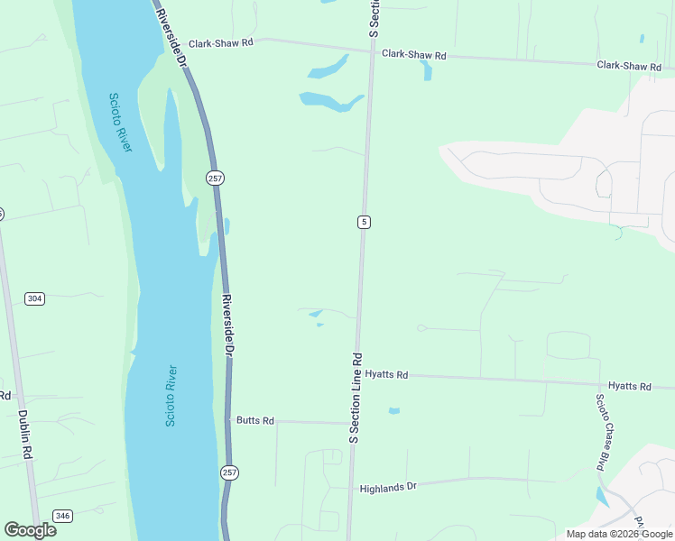 map of restaurants, bars, coffee shops, grocery stores, and more near 6016-6204 South Section Line Road in Delaware