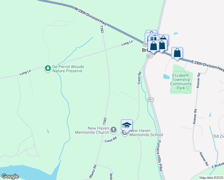map of restaurants, bars, coffee shops, grocery stores, and more near 147 Blantz Road in Lititz