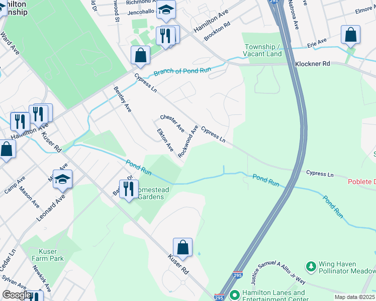map of restaurants, bars, coffee shops, grocery stores, and more near 6 Rockwood Avenue in Hamilton Township