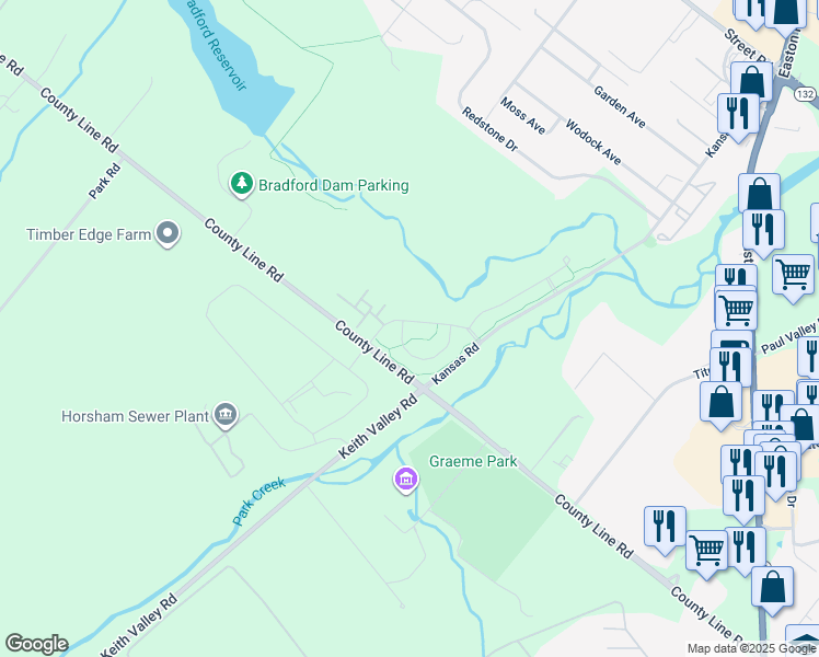 map of restaurants, bars, coffee shops, grocery stores, and more near 702 Wisteria Drive in Warrington