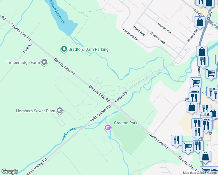 map of restaurants, bars, coffee shops, grocery stores, and more near 702 Wisteria Drive in Warrington