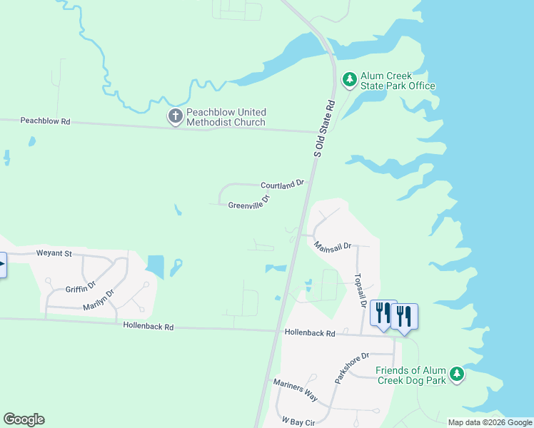 map of restaurants, bars, coffee shops, grocery stores, and more near 3584 Greenville Drive in Lewis Center