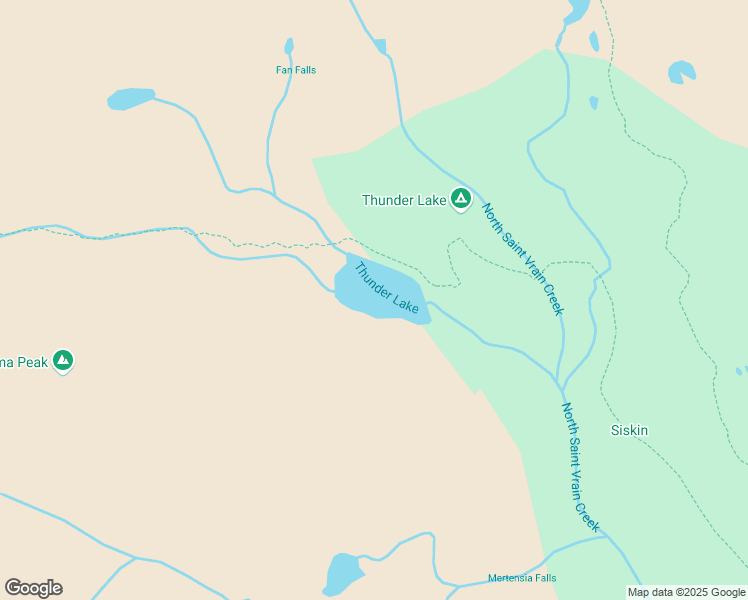 map of restaurants, bars, coffee shops, grocery stores, and more near Thunder Lake Trail in Allenspark