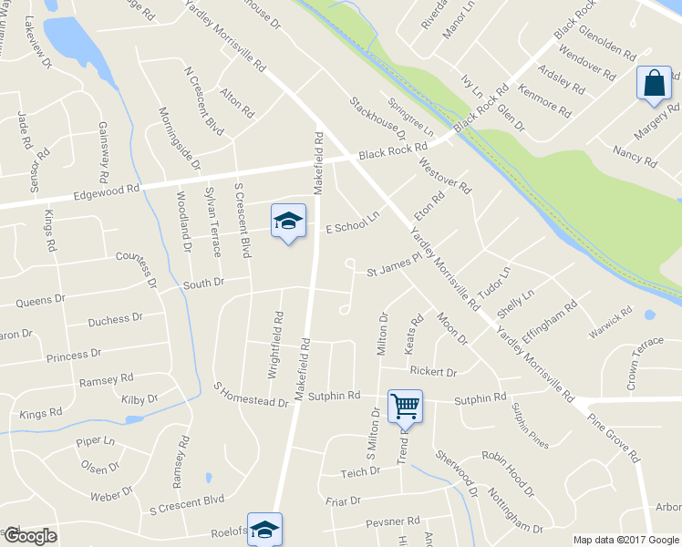 map of restaurants, bars, coffee shops, grocery stores, and more near 3 Twin Circle Court in Yardley