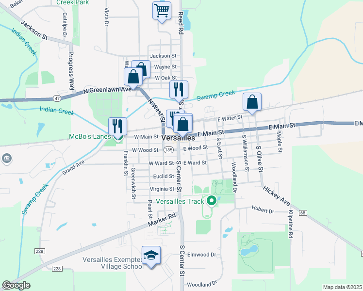 map of restaurants, bars, coffee shops, grocery stores, and more near in Versailles