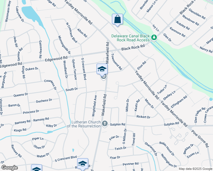 map of restaurants, bars, coffee shops, grocery stores, and more near 1901 Makefield Road in Morrisville