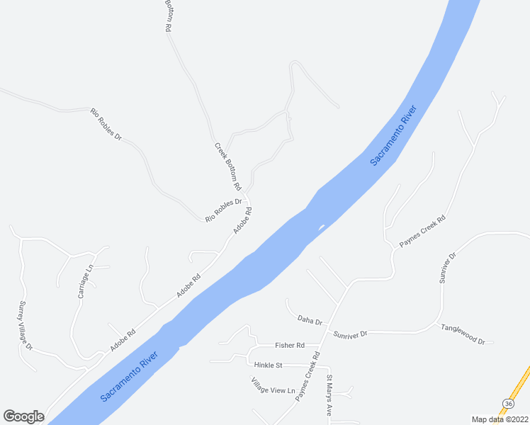 map of restaurants, bars, coffee shops, grocery stores, and more near 22611 Adobe Rd in Red Bluff