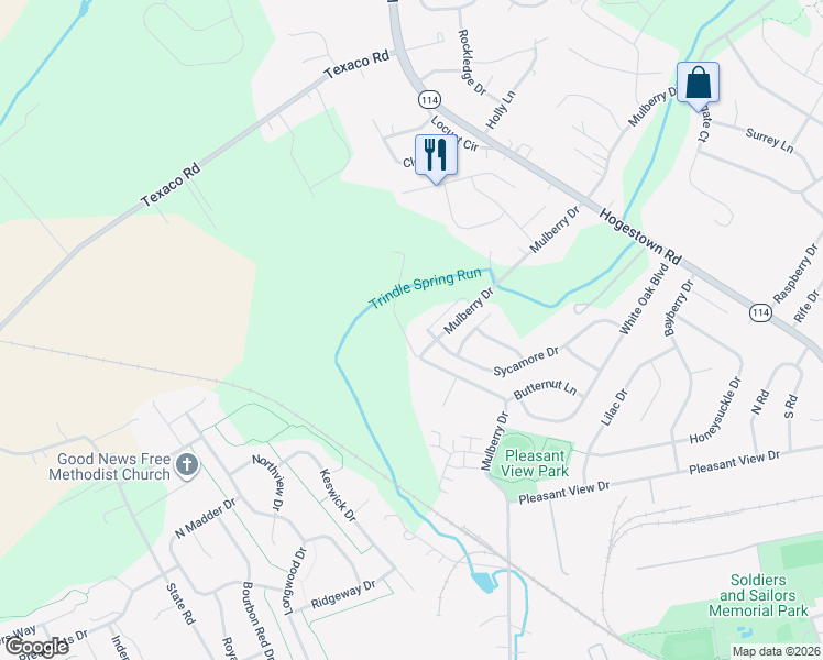 map of restaurants, bars, coffee shops, grocery stores, and more near 504 Brook Meadow Drive in Mechanicsburg