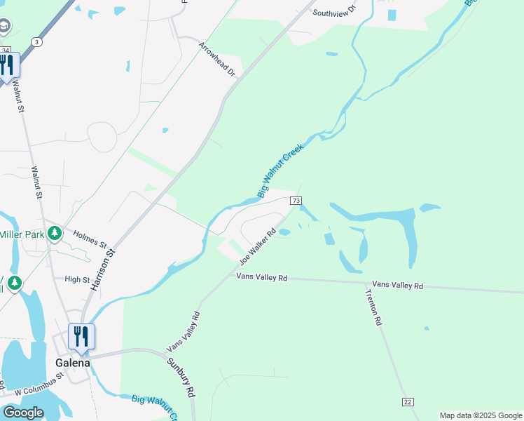 map of restaurants, bars, coffee shops, grocery stores, and more near 509 Melimare Drive in Galena