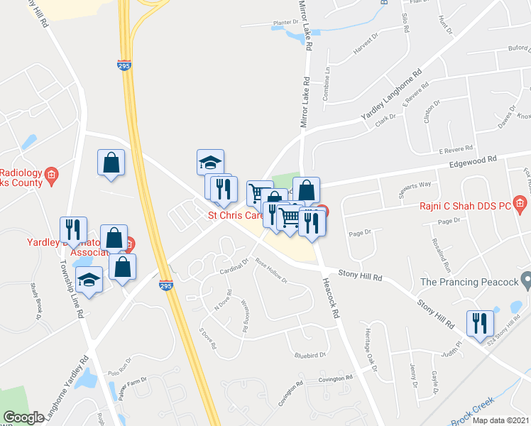 map of restaurants, bars, coffee shops, grocery stores, and more near 700 Stony Hill Road in Morrisville