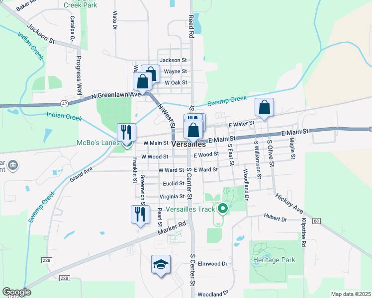 map of restaurants, bars, coffee shops, grocery stores, and more near in Versailles