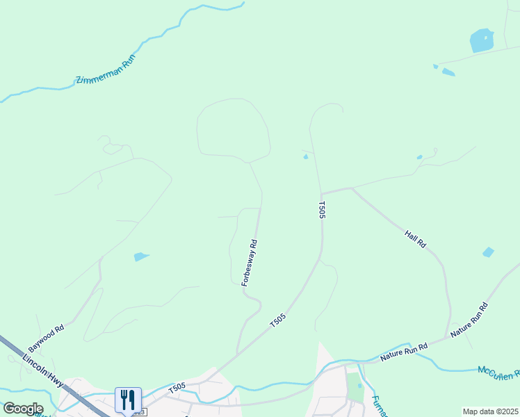 map of restaurants, bars, coffee shops, grocery stores, and more near 269 Forbesway Road in Ligonier